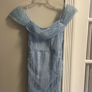 WIndsor Baby Blue Sequin/Beaded Mini Dress